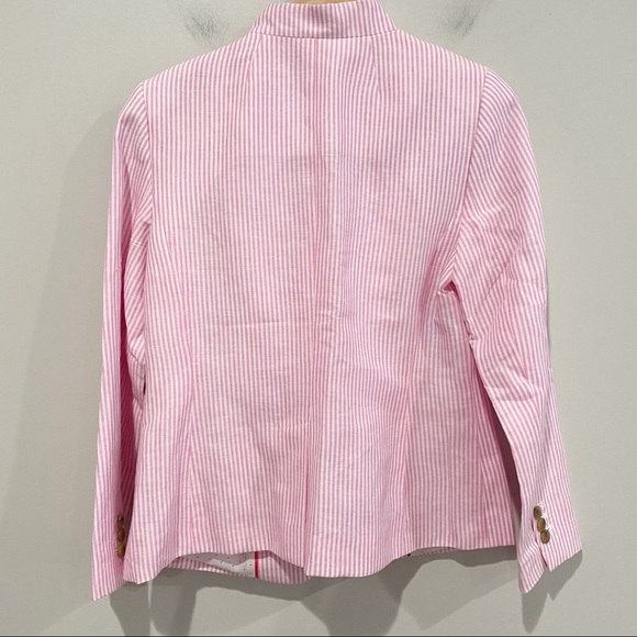 TALBOTS Aberdeen Stripe Lightweight Blazer Linen Cotton Coastal Preppy Size 6 - Picture 7 of 13